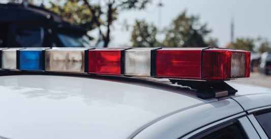 Emergency Lights On A Police Car