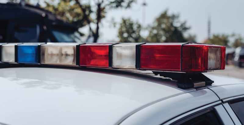 Emergency Lights On A Police Car