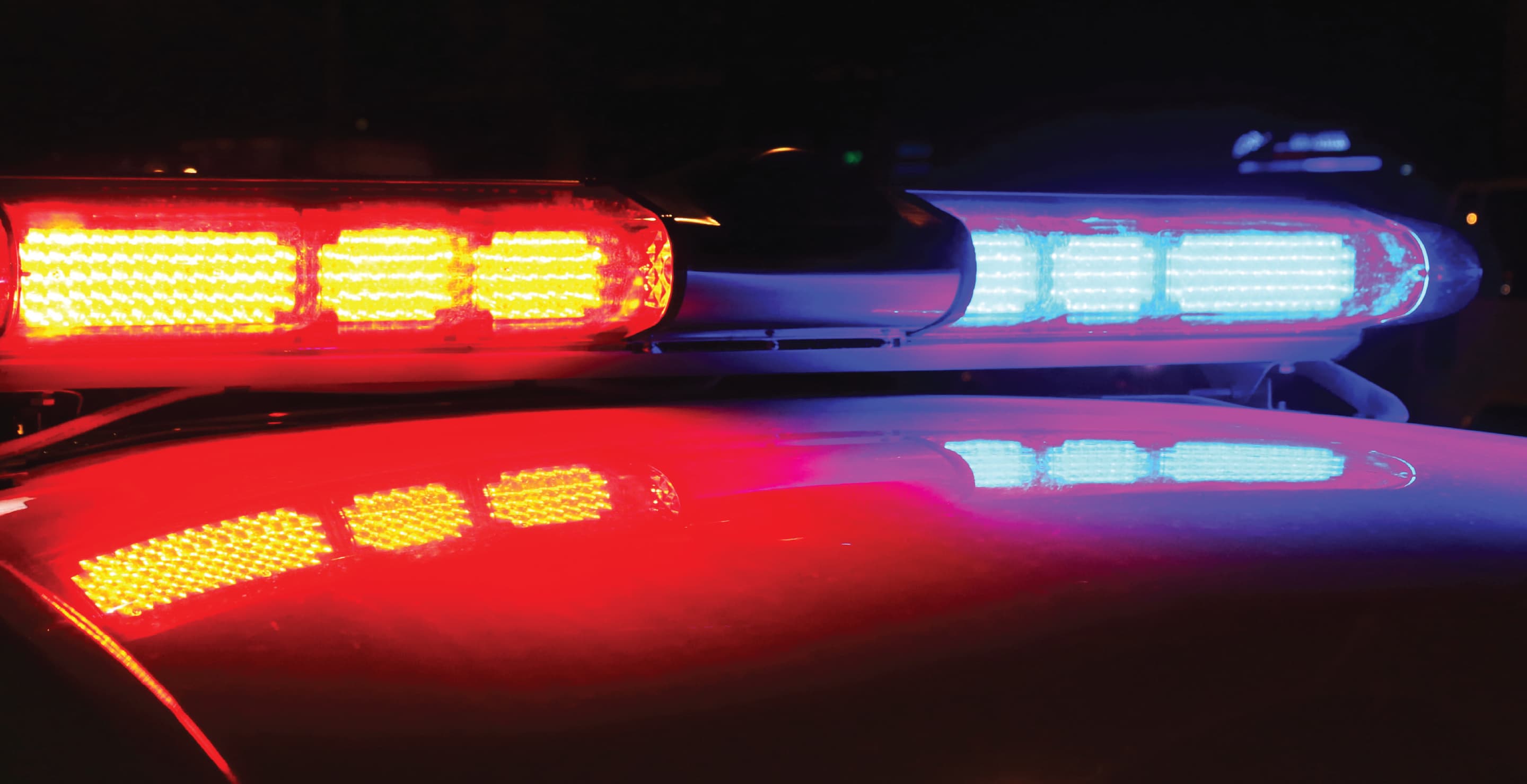 Lit Up Police Car, Nighttime