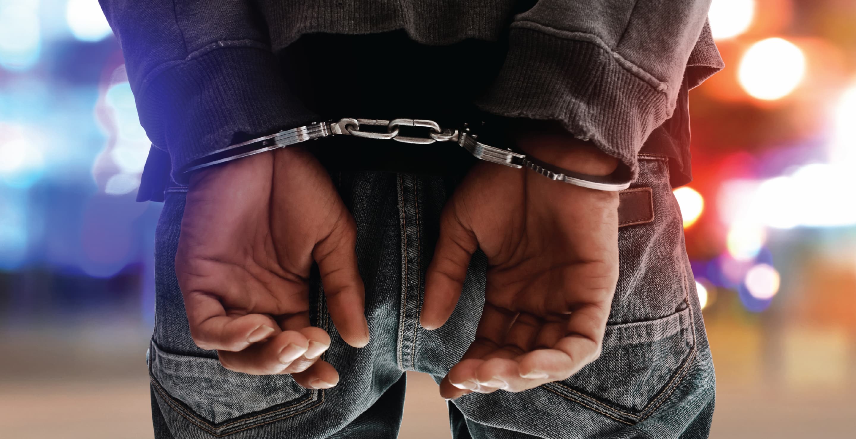 Man In Handcuffs, Emergency Lights