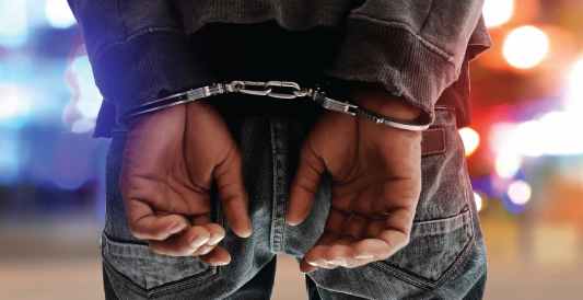 Man In Handcuffs, Emergency Lights