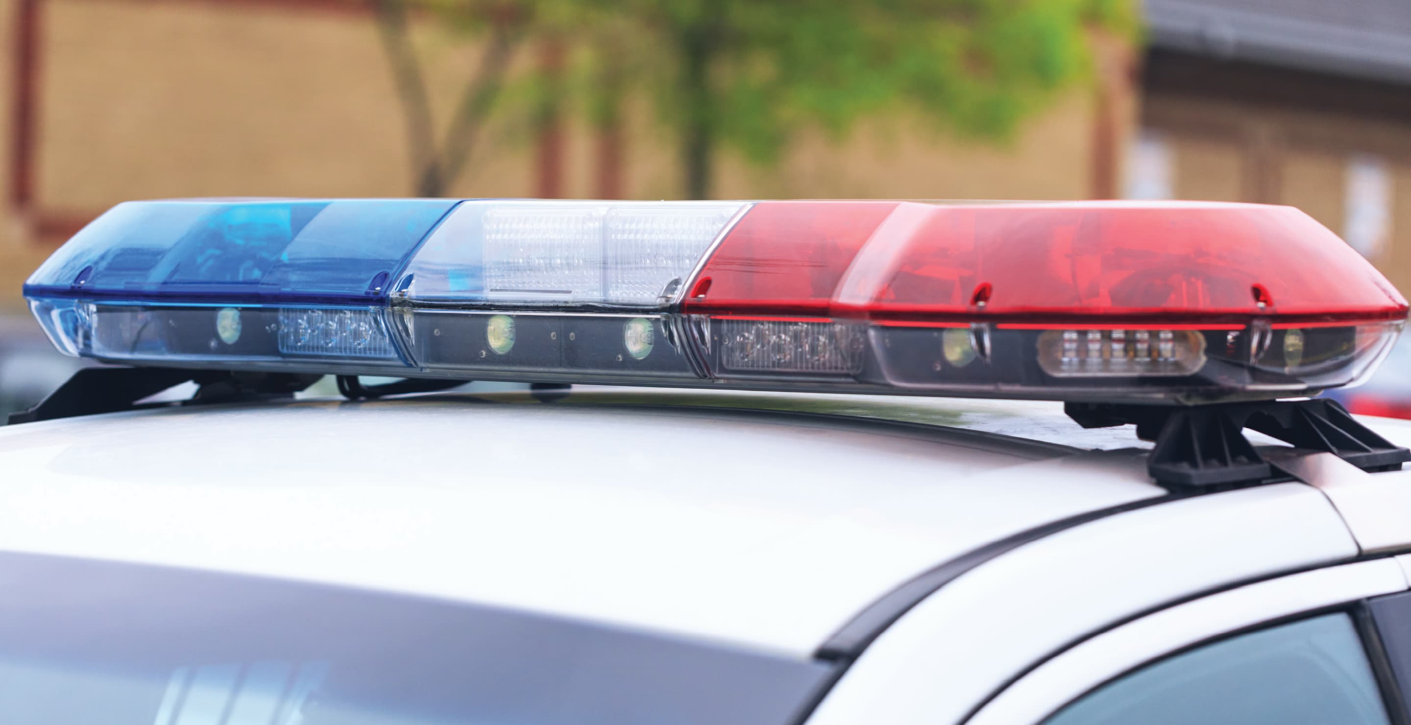 Police Car, Red And Blue Lights, Day