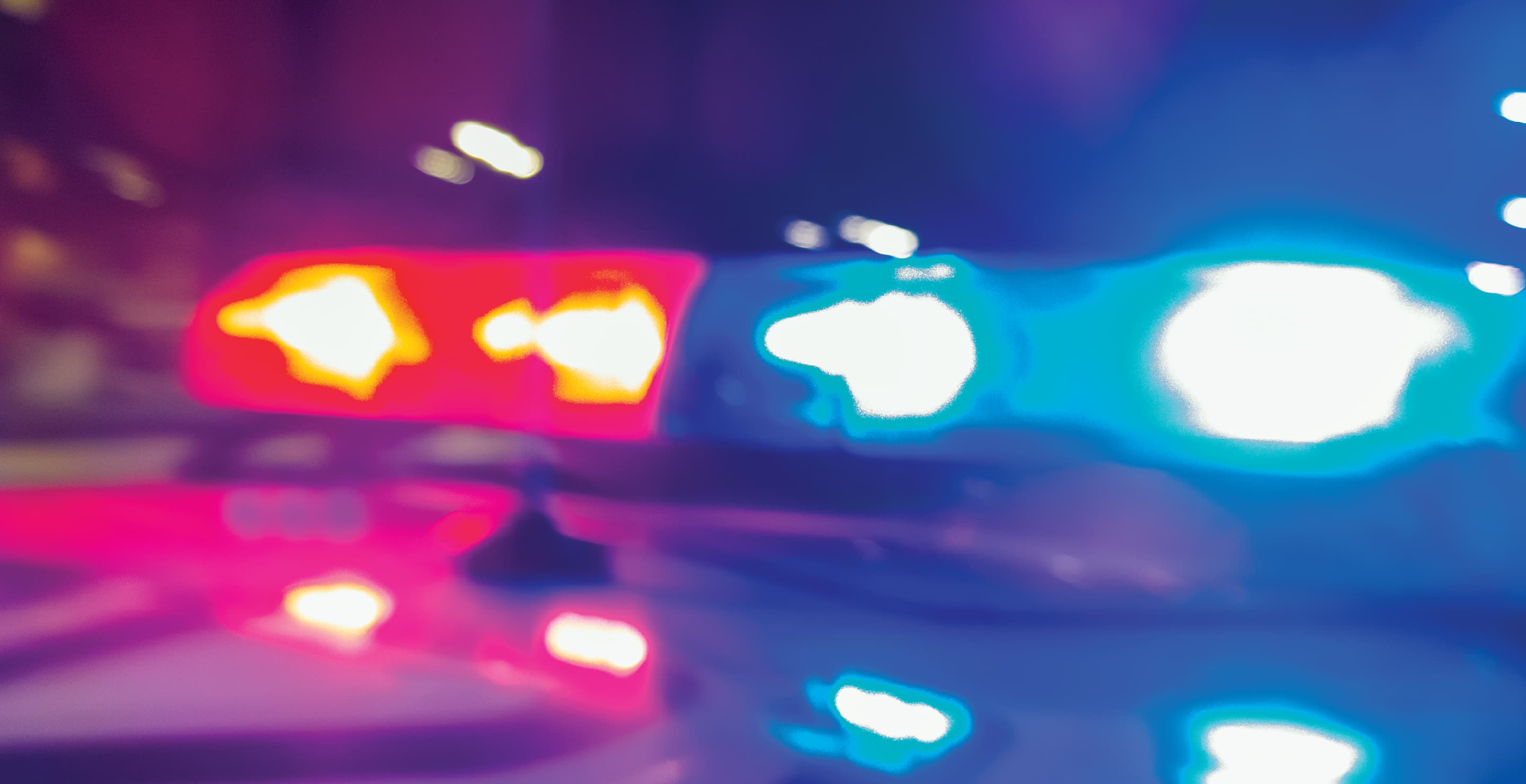 Police Patrol Car Lights, Night Time