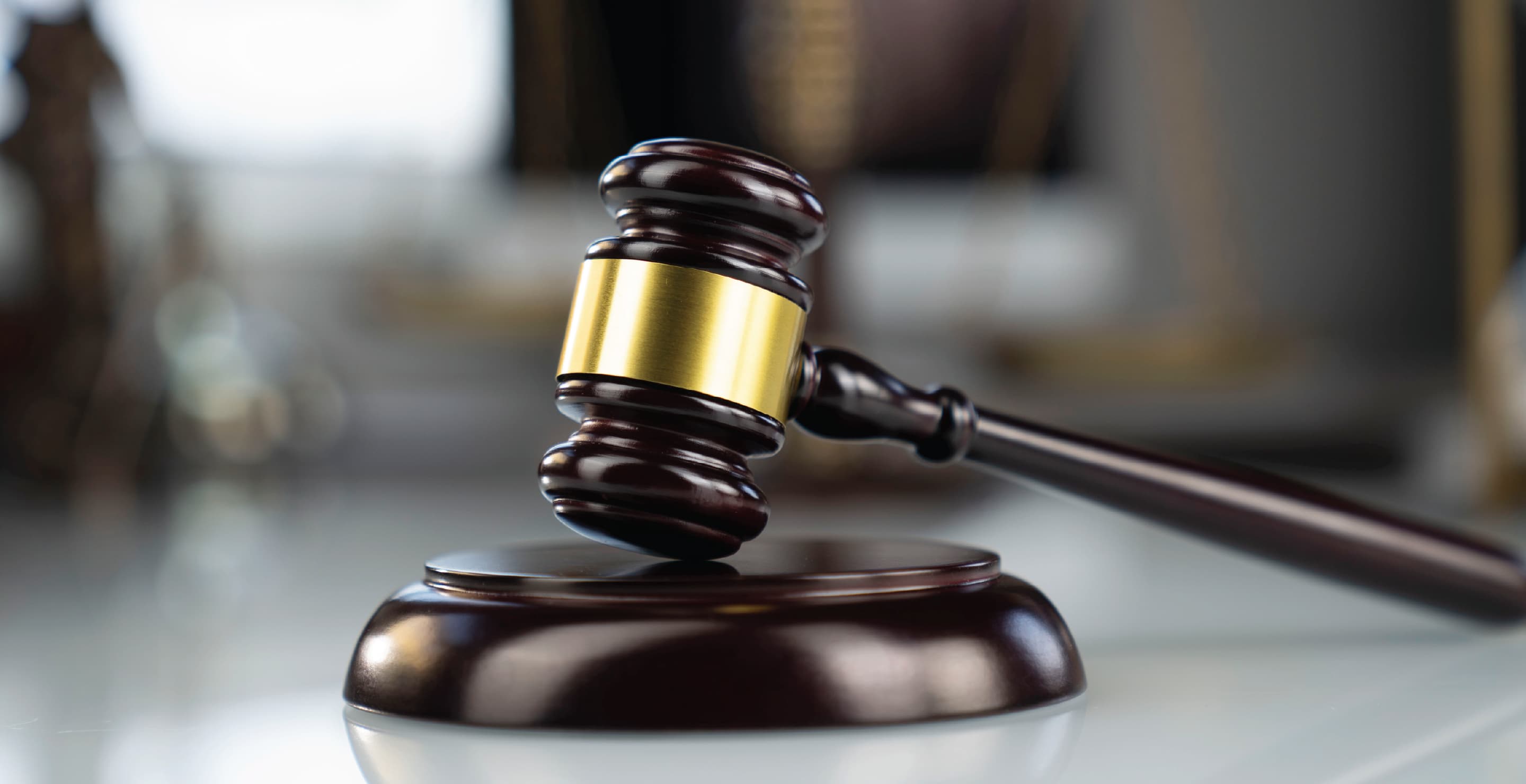 Wooden Gavel In Lawyer's Office