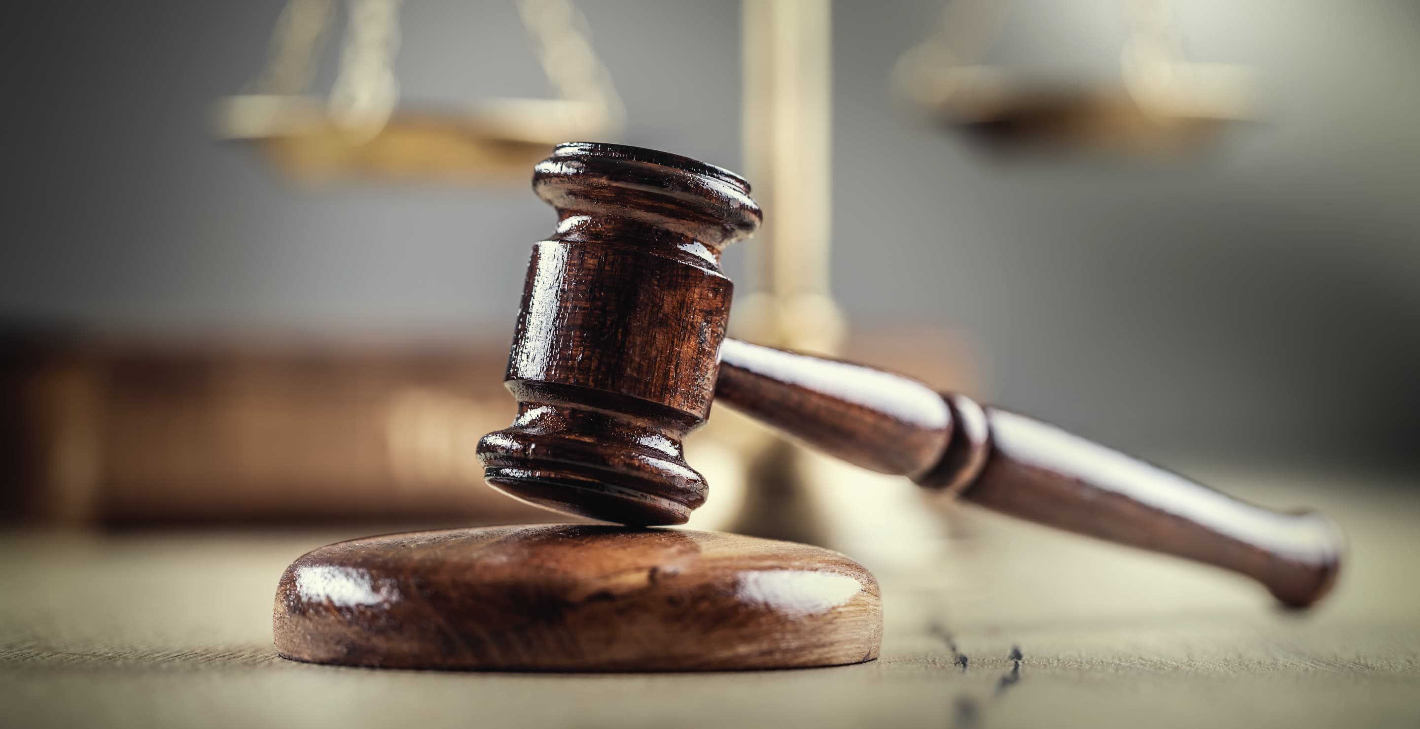 Wooden Judge Gavel And Scales